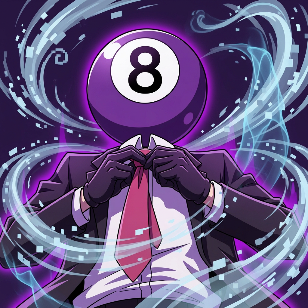 AI Design for make the 8 a bit bigger, make it more better like it actually looks like that add a white background around the 8, make the background thing from minecraft like flow from breezes and stuff.