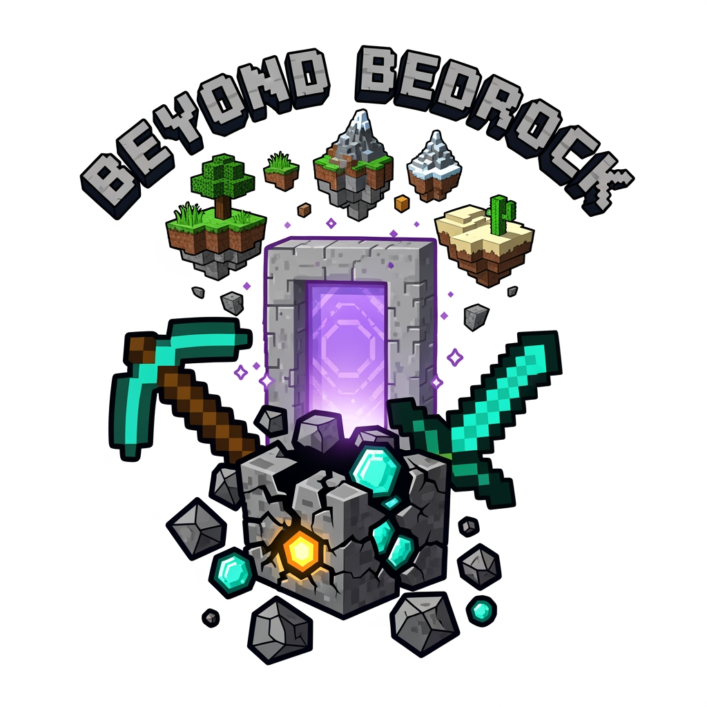AI Design for Hello, can you make a logo for a minecraft smp called Beyond Bedrock. without the words smp in it, please!