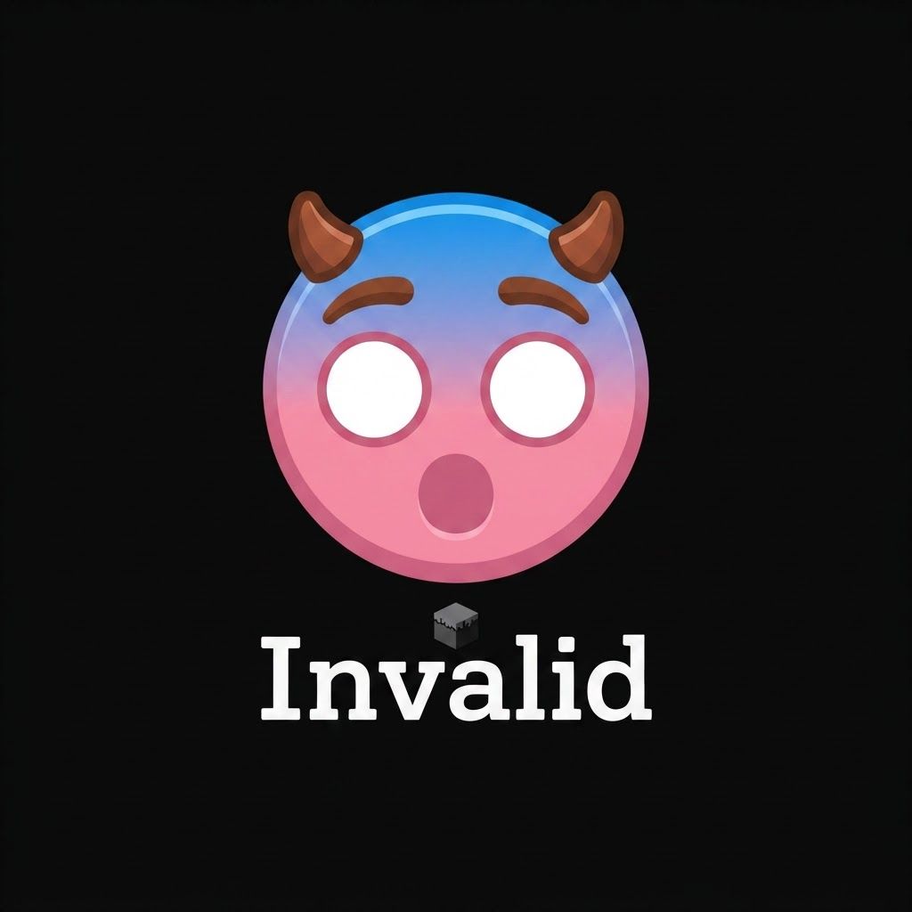 make a logo for a guy called Invalid, its not a company its a players username, so make a shocked emoji that's pink, he has pure white eyes, and the top of his head is turning blue, no sci-fi glitches, just a black backround