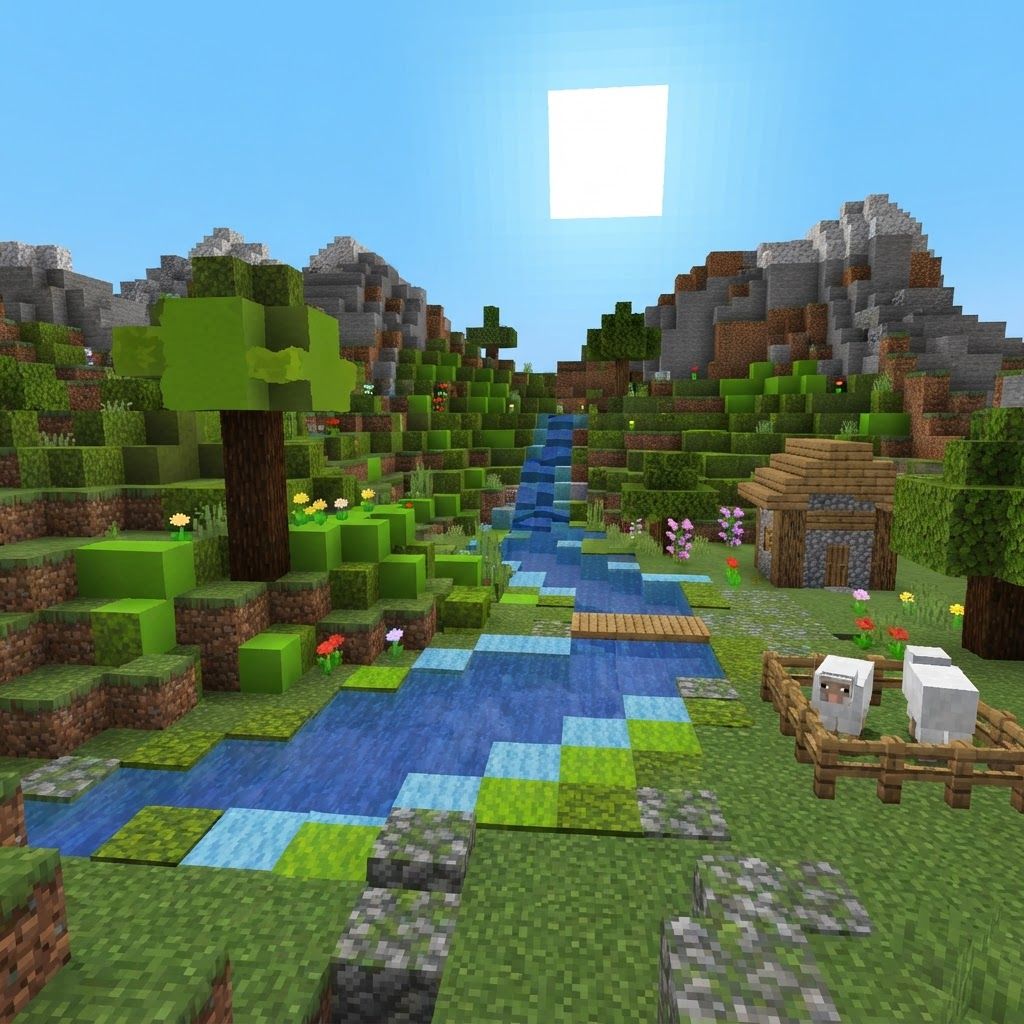 AI Design for Moss Valley in minecraft with a lot less details looking like a toddler made it