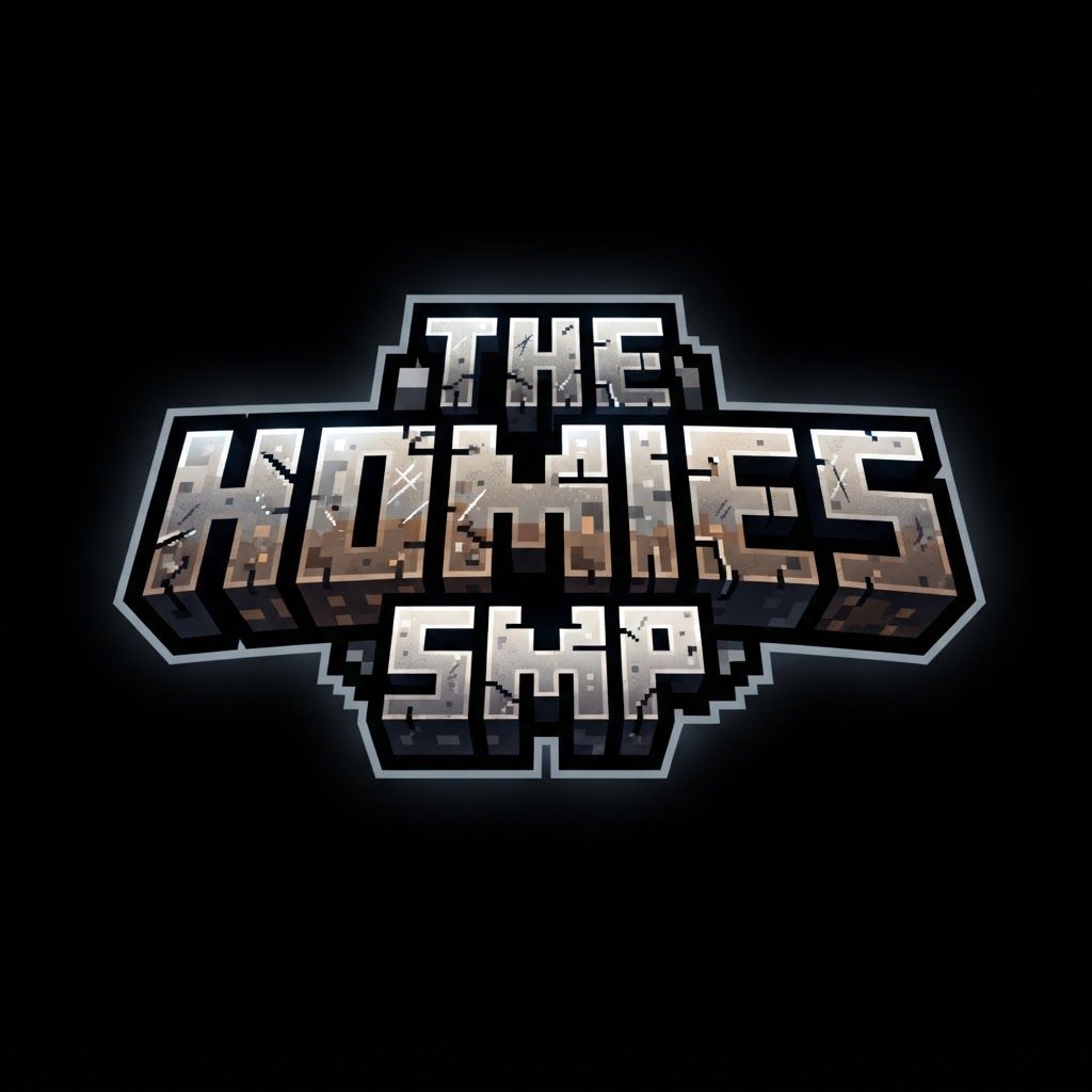 AI Design for make a minecraft logo for "The Homies SMP", make it very simple and just the name, no background, focus all the detail on the name and make the background black