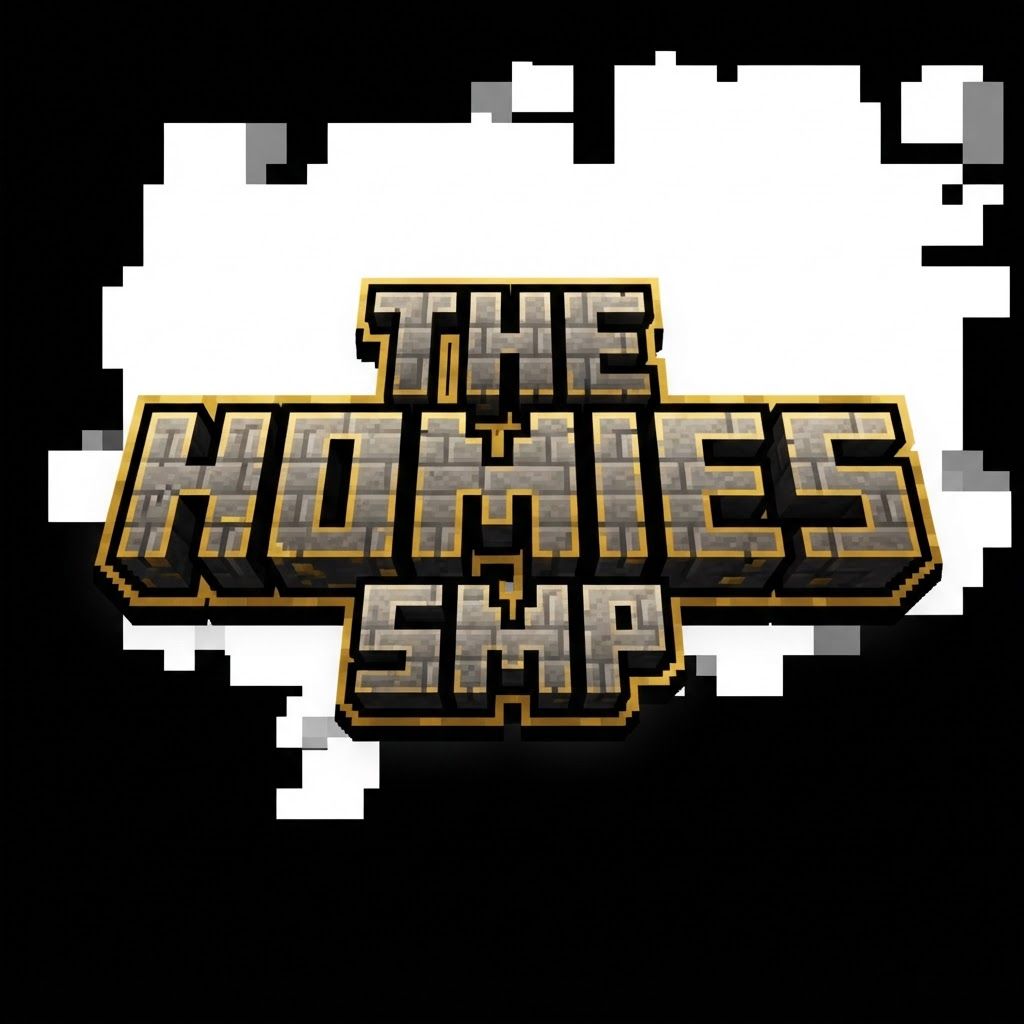 AI Design for make a minecraft logo for "The Homies SMP", make it very simple and just the name, no background, focus all the detail on the name and make the background black