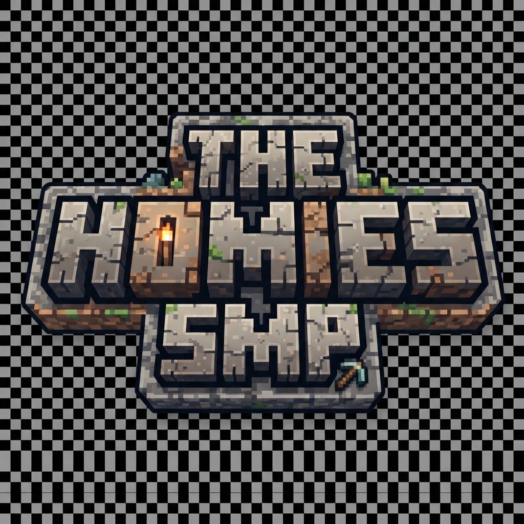AI Design for make a minecraft logo for "The Homies SMP", make it very simple and just the name, no background, focus all the detail on the name