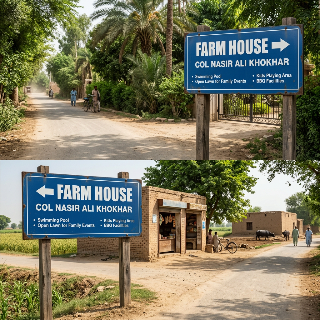 AI Design for actual view in village area sign 2 options