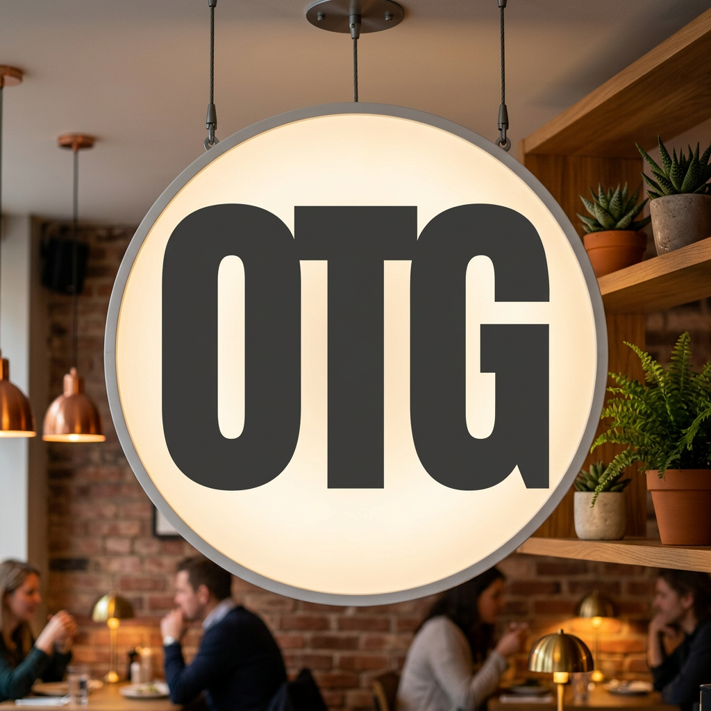 AI Design for Hanging plastic circular logo sign with back light in resturant cafe remove slogan