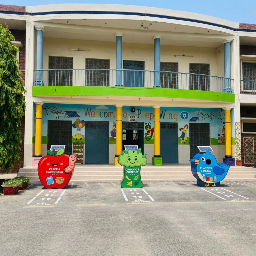 AI Design for Keep educational themes design for pre school sdg garbage bins and keep green ideas