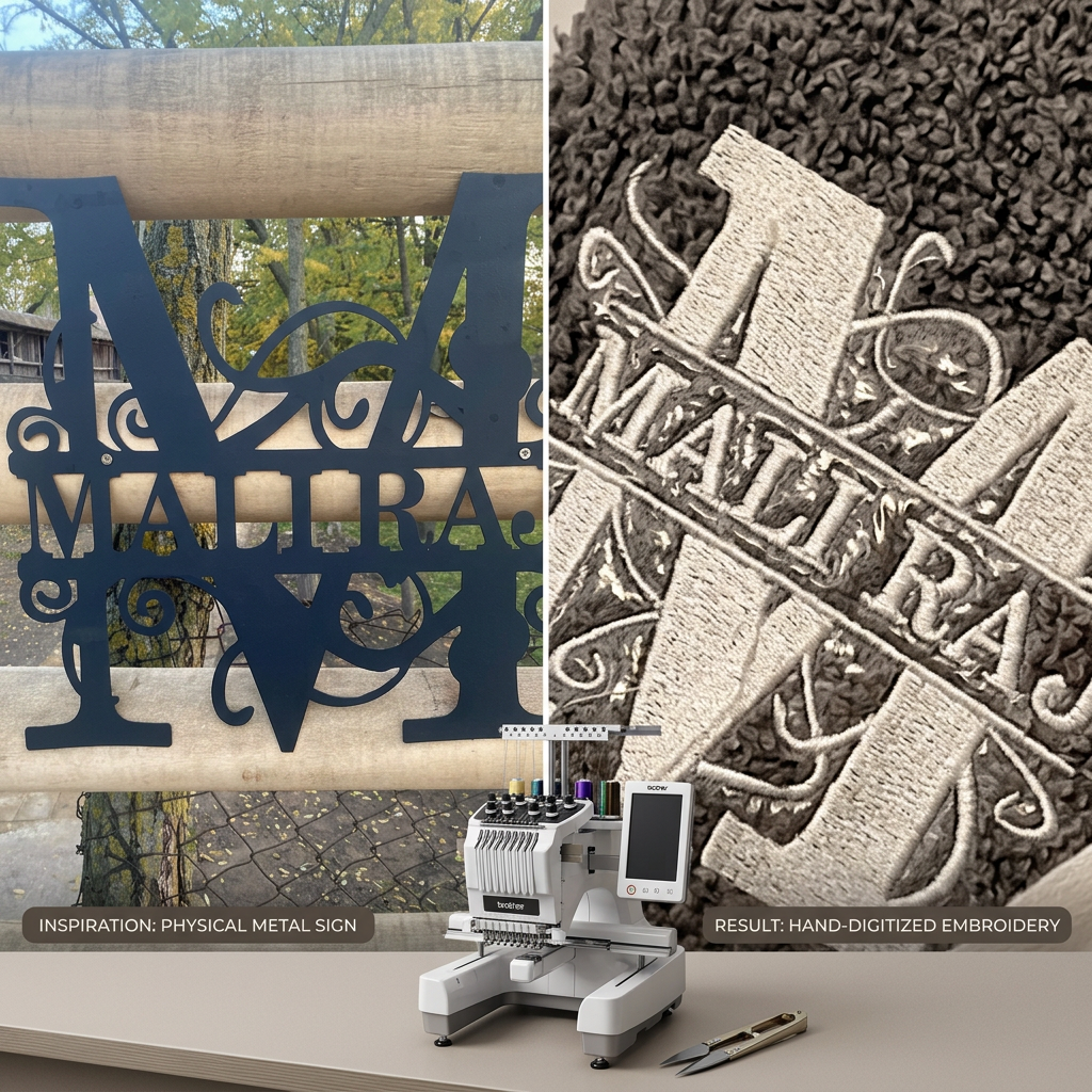 AI Design for i want to represent how from logo without vector and on harder way i can make logo and do it on embroidery machine,so first is picture what clients sent me and second what i made,can you make one posts to represent that just with photo without text about process