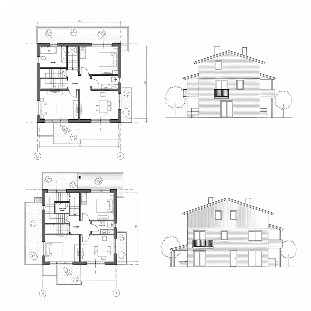 AI Design for Can you draw a plan, a floor plan, and a side view of this drawing ?
