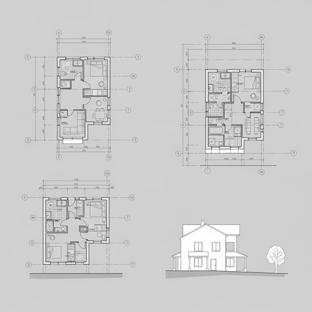 AI Design for Can you draw a plan, a floor plan, and a side view of this drawing ?