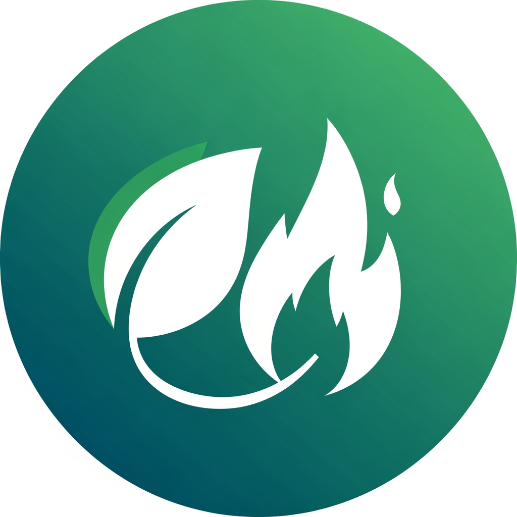 AI Design for A modern minimalist app icon for "Nutrio" — a calorie    
     burner & fitness tracker. A stylized green leaf merging  
     with a flame/fire shape, representing nutrition +        
     calorie burn. Clean circular badge shape. Gradient       
     background from deep teal (#0D9488) to vibrant emerald   
     green (#059669). Flat vector style, no shadows, white    
     negative space. Professional, premium, health-tech       
     aesthetic. Centered composition, suitable for Android/   
     iOS app icon.