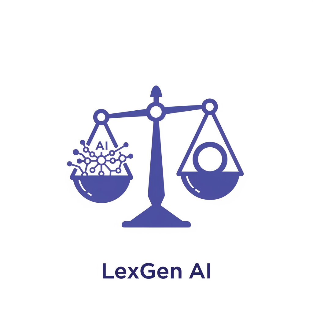 AI Design for A minimal modern logo icon for a legal AI SaaS called "LexGen AI". A clean scales of justice merged with a subtle AI node pattern. Color: #6C5CE7 (medium purple-indigo) on white background. Flat vector, professional, simple, works as favicon. Icon only, no text.