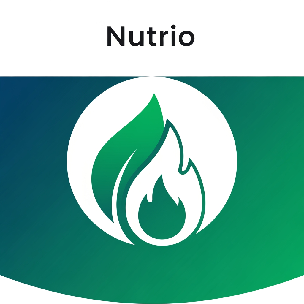 AI Design for A modern minimalist app icon for "Nutrio" — a calorie    
     burner & fitness tracker. A stylized green leaf merging  
     with a flame/fire shape, representing nutrition +        
     calorie burn. Clean circular badge shape. Gradient       
     background from deep teal (#0D9488) to vibrant emerald   
     green (#059669). Flat vector style, no shadows, white    
     negative space. Professional, premium, health-tech       
     aesthetic. Centered composition, suitable for Android/   
     iOS app icon.