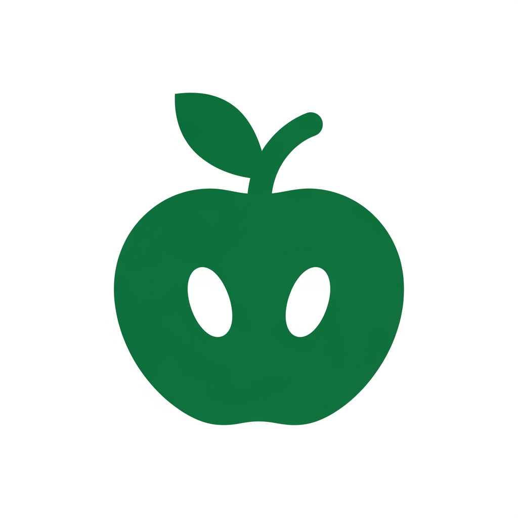 AI Design for A minimalist flat app icon logo for 'Nutrio', a nutrition and calorie tracking app. The icon depicts a simple silhouetted fruit shape (like a stylized apple or berry) in solid black, with a small curved leaf or sprout on top suggesting freshness and nutrition. Two small oval negative-space cutouts within the fruit body suggest a friendly, approachable face. Flat single-color silhouette style, no gradients, no shadows, no outlines — solid black shape only. Background is a flat solid light yellow-green (0xFF4CAF50 or similar). Clean, simple, rounded, friendly, modern wordmark-adjacent icon suitable for a mobile app splash screen and app icon. Centered composition, ample padding around the shape

I want white transparent backgroud and the icon color should be this 0xFF4CAF50
