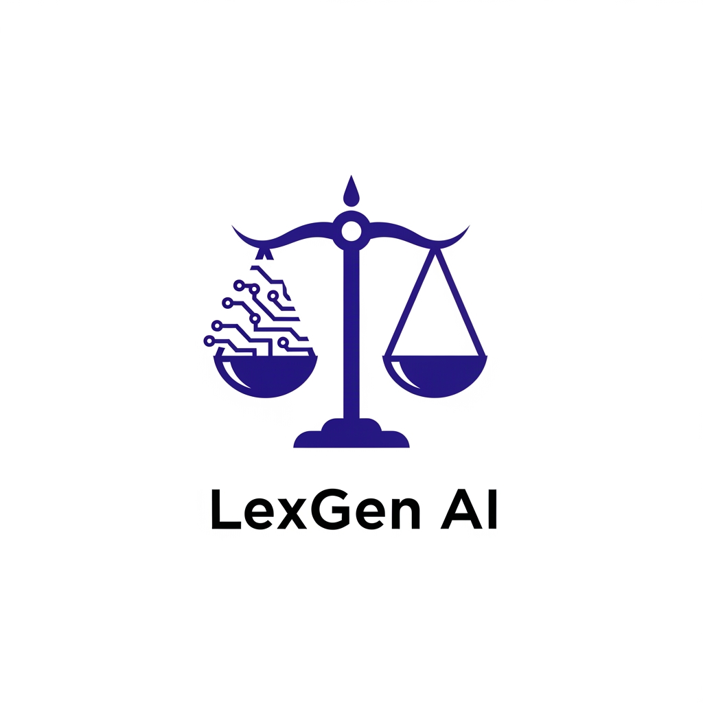 AI Design for A minimal modern logo for a legal AI SaaS called "LexGen AI". Icon concept: a clean scales of justice merged with a subtle circuit board or AI node pattern. Color: indigo #4F46E5 on white background. Style: flat vector, professional, simple enough to work as favicon. No text, icon only.