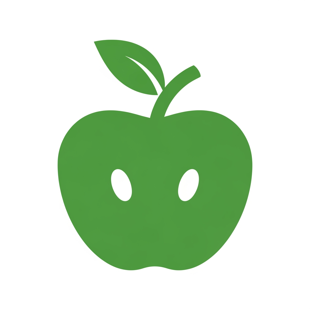 AI Design for A minimalist flat app icon logo for 'Nutrio', a nutrition and calorie tracking app. The icon depicts a simple silhouetted fruit shape (like a stylized apple or berry) in solid black, with a small curved leaf or sprout on top suggesting freshness and nutrition. Two small oval negative-space cutouts within the fruit body suggest a friendly, approachable face. Flat single-color silhouette style, no gradients, no shadows, no outlines — solid black shape only. Background is a flat solid light yellow-green (0xFF4CAF50 or similar). Clean, simple, rounded, friendly, modern wordmark-adjacent icon suitable for a mobile app splash screen and app icon. Centered composition, ample padding around the shape

I want white transparent backgroud and the icon color should be this 0xFF4CAF50