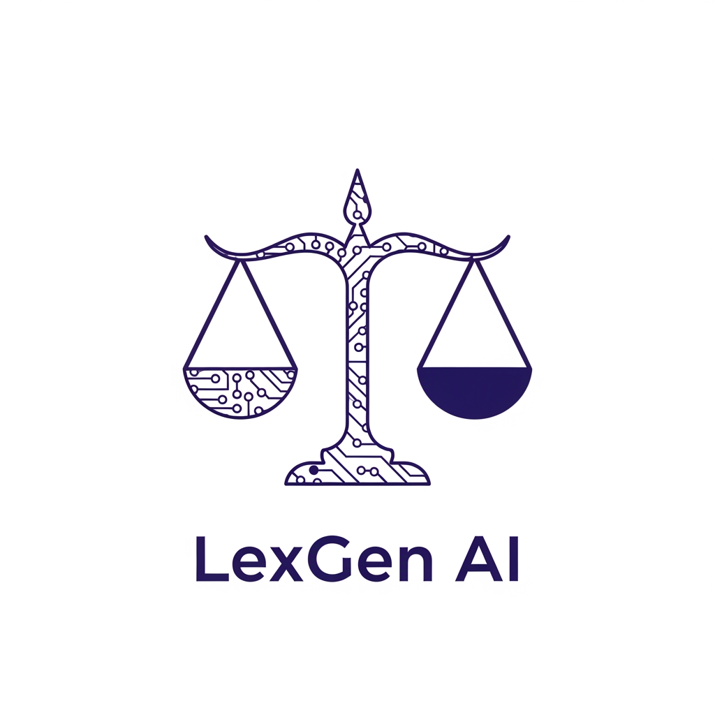 AI Design for A minimal modern logo for a legal AI SaaS called "LexGen AI". Icon concept: a clean scales of justice merged with a subtle circuit board or AI node pattern. Color: indigo #4F46E5 on white background. Style: flat vector, professional, simple enough to work as favicon. No text, icon only.