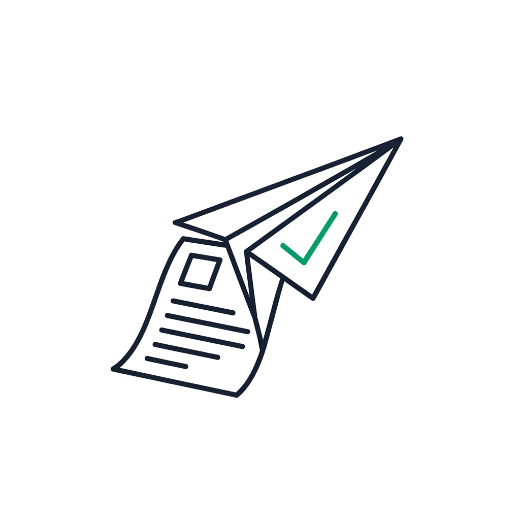 AI Design for A minimalist SaaS logo for a career platform called      
     "HireFlow" — a stylized paper airplane folded from a     
     resume page, soaring upward at a 45° angle, with a       
     subtle checkmark hidden in the fold lines. Clean line-   
     art style, dark navy and emerald green on transparent    
     background, no text, modern tech-startup aesthetic,      
     vector-quality, simple enough for an app icon.