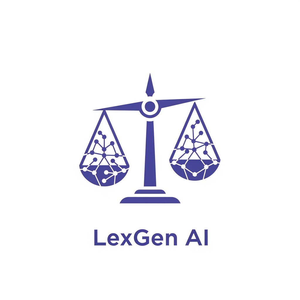 AI Design for A minimal modern logo icon for a legal AI SaaS called "LexGen AI". A clean scales of justice merged with a subtle AI node pattern. Color: #6C5CE7 (medium purple-indigo) on white background. Flat vector, professional, simple, works as favicon. Icon only, no text.