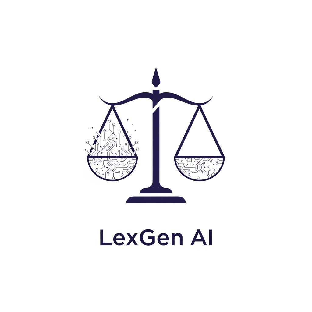 AI Design for A minimal modern logo for a legal AI SaaS called "LexGen AI". Icon concept: a clean scales of justice merged with a subtle circuit board or AI node pattern. Color: indigo #4F46E5 on white background. Style: flat vector, professional, simple enough to work as favicon. No text, icon only.