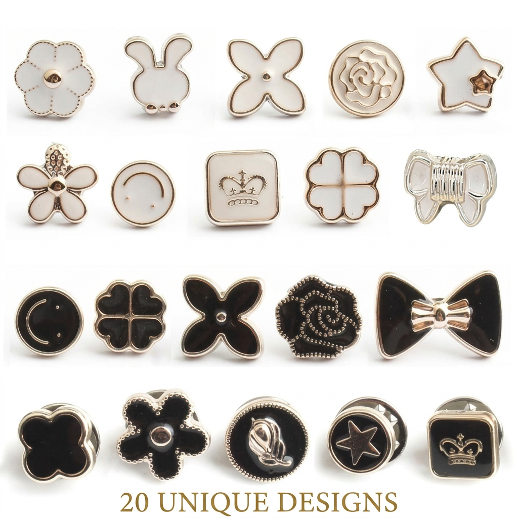 AI Design for Top 2 rows: White designs
Bottom 2 rows: Black designs
Same spacing as the original image
Bottom center:
20 Unique Designs