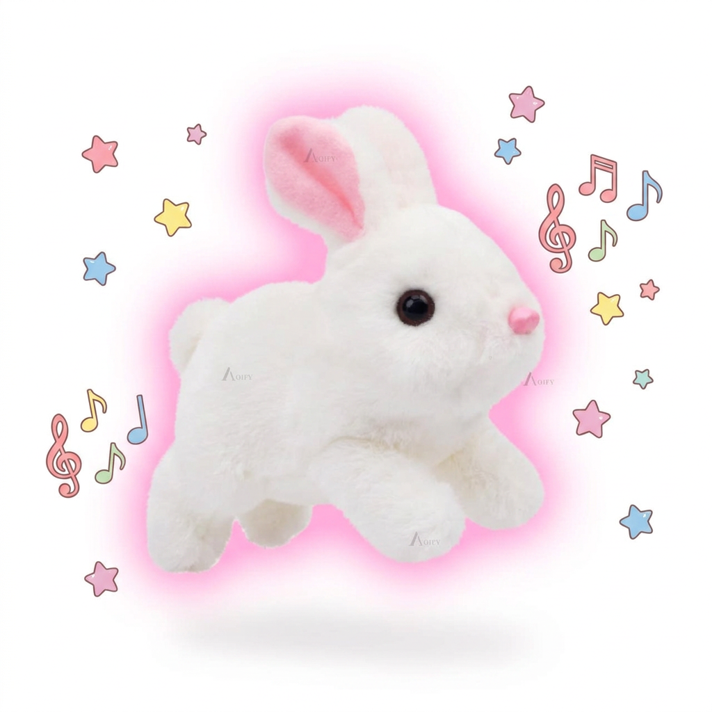 AI Design for ❤️ Kids Love This Bunny
🐰 Jumps with Fun Sounds
Idea (56 words):
Place the bunny in a playful jumping pose with tiny stars and floating music notes. Add a soft pink glow behind the bunny while maintaining a clean white background. Make the toy the center of attention.