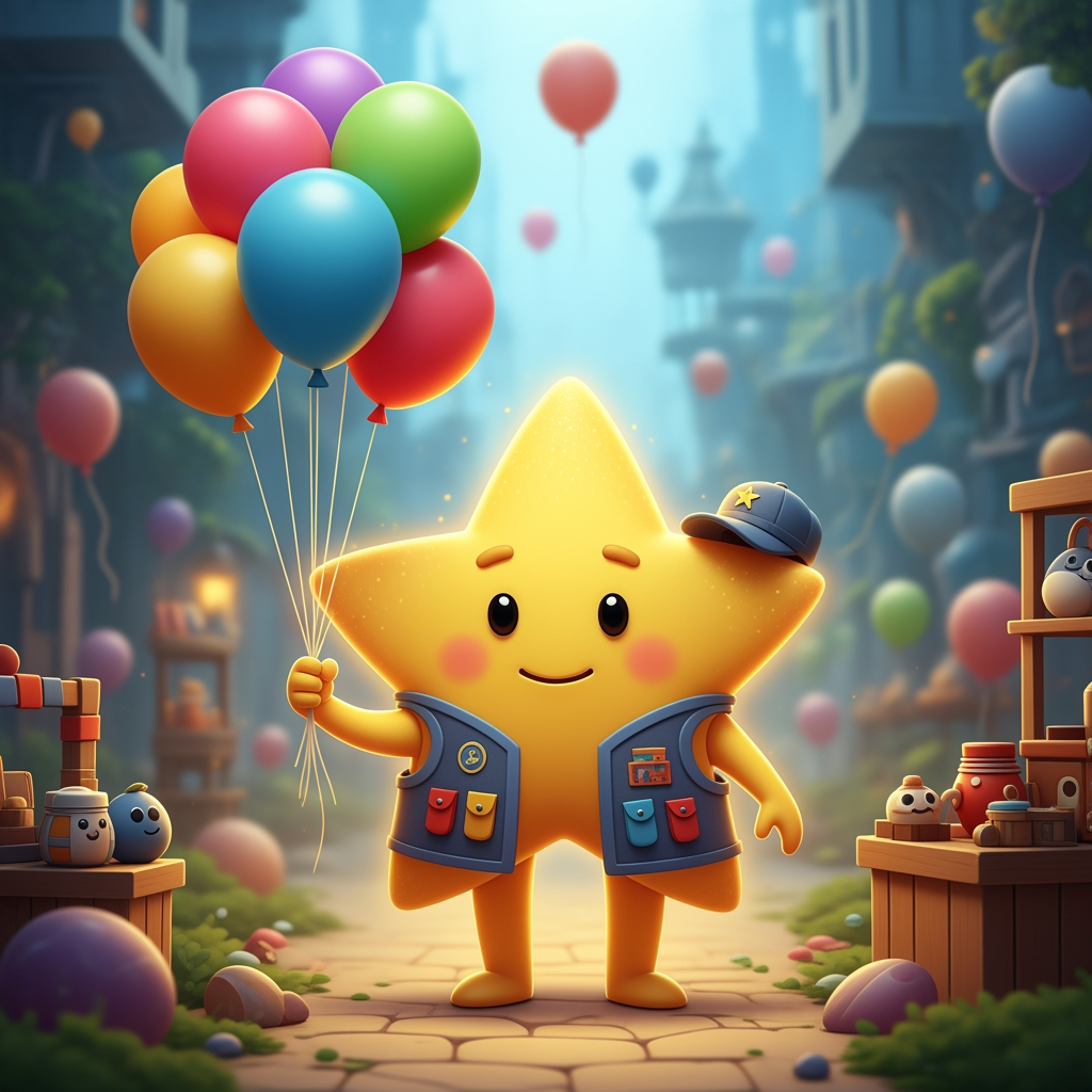 AI Design for STAR WITH BALLON WALA CREATIVE KAR KEDIKHAO