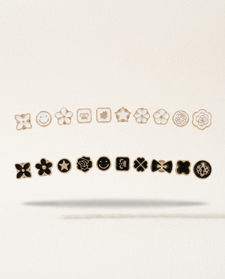AI Design for 20 pins floating in air
Soft shadows underneath
Cream luxury background
Modern e-commerce hero image