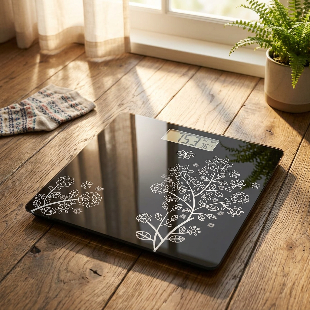 AI Design for Scale placed on a wooden floor with natural morning sunlight entering through a window.