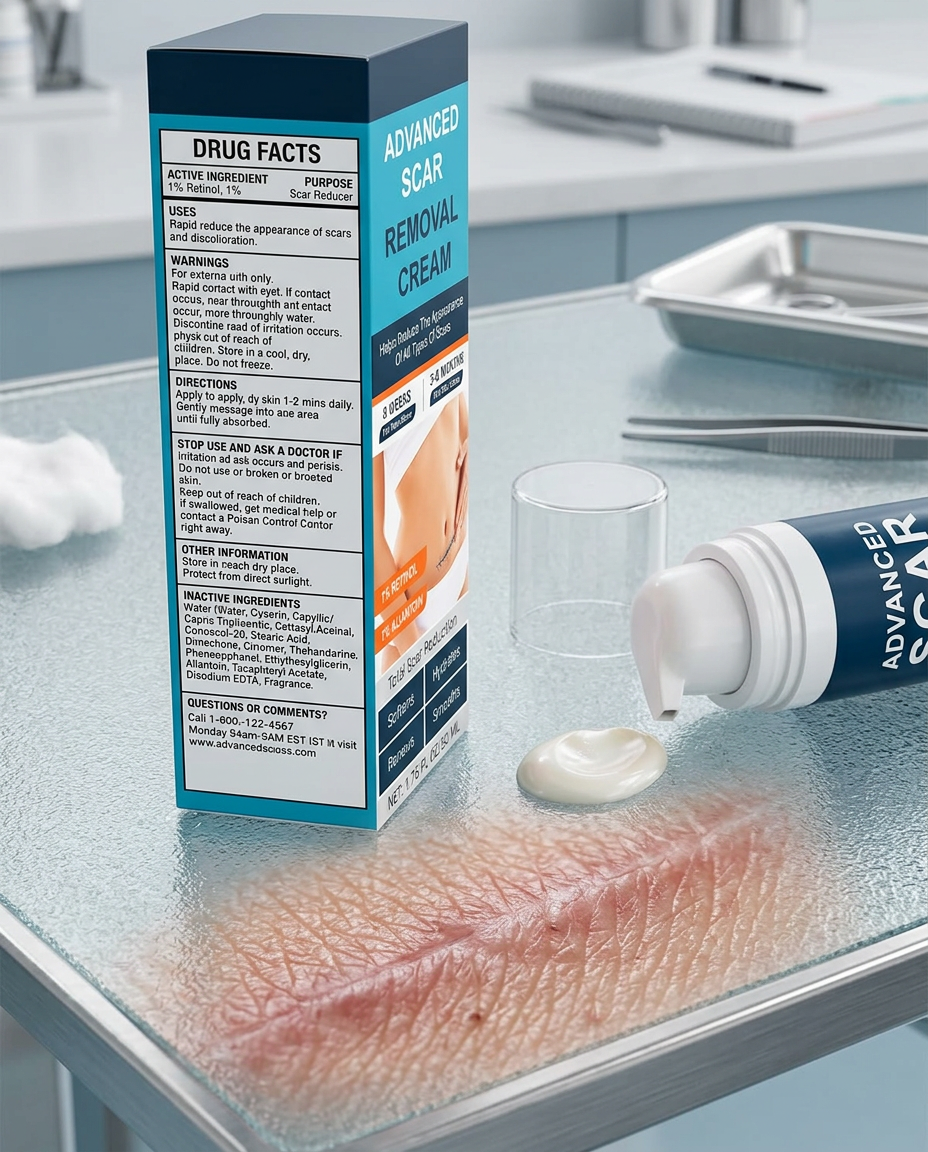 AI Design for Skin Surface Macro ShotProduct standing on docotr tableUltra close-up dermatology stylePremium medical aesthetic