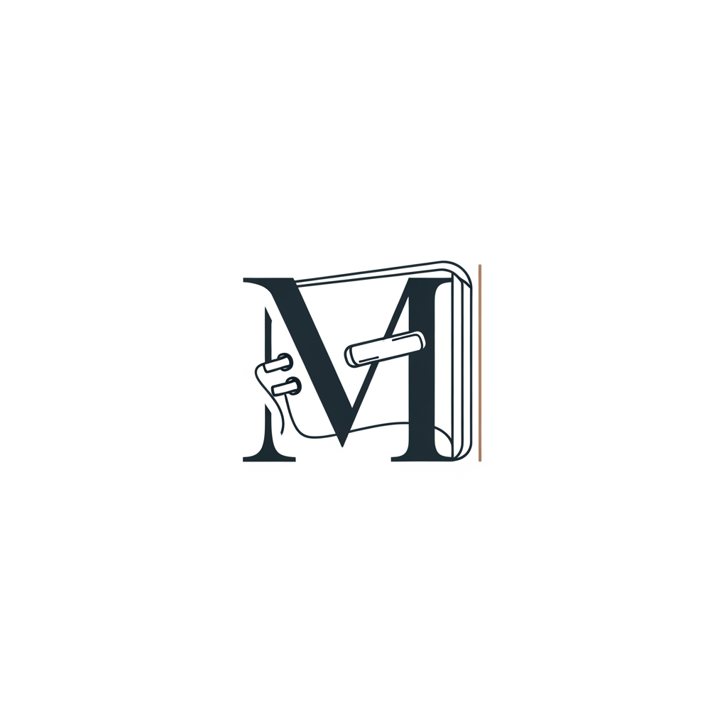 AI Design for notebook brand logo with letter M infused