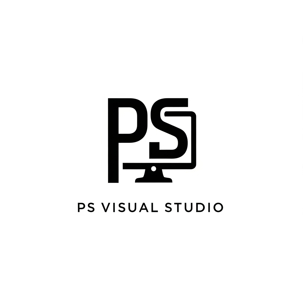 AI Design for make a logo design minimalist fforr my graphic design studio ....name: "ps visual studio"....
somthing different and unique minimalist..add PS latterrs with symbol of pc....make a like that ps latters shown as a look like pc symbol make unique and creativee
