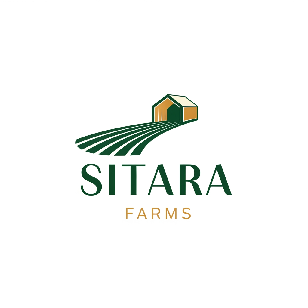 AI Design for Create a premium luxury logo for "Sitara Farms".
Logo style: Minimalist, modern, timeless luxury branding.
Symbol concept:
A single elegant curved pathway representing the journey from farm to home.
The pathway subtly transforms into a minimalist house roof.
Farm furrows integrated into the lower portion.
No fruits.
No detailed village.
No realistic farm illustrations.
Typography:
Custom luxury serif wordmark.
Elegant spacing.
Premium organic brand feel.
Colors:
Deep forest green, warm gold, cream white.
Design inspiration:
Whole Foods premium branding, luxury organic brands, modern agriculture startups.
Flat vector logo.
Transparent PNG.
White background.
Brand identity presentation.
Minimal and memorable.
Suitable for packaging, website, Instagram, labels, delivery boxes and retail shelves.
Ultra premium.
Clean.
Scalable.
Timeless.