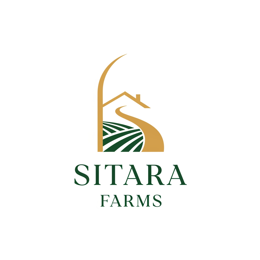 AI Design for Create a premium luxury logo for "Sitara Farms".
Logo style: Minimalist, modern, timeless luxury branding.
Symbol concept:
A single elegant curved pathway representing the journey from farm to home.
The pathway subtly transforms into a minimalist house roof.
Farm furrows integrated into the lower portion.
No fruits.
No detailed village.
No realistic farm illustrations.
Typography:
Custom luxury serif wordmark.
Elegant spacing.
Premium organic brand feel.
Colors:
Deep forest green, warm gold, cream white.
Design inspiration:
Whole Foods premium branding, luxury organic brands, modern agriculture startups.
Flat vector logo.
Transparent PNG.
White background.
Brand identity presentation.
Minimal and memorable.
Suitable for packaging, website, Instagram, labels, delivery boxes and retail shelves.
Ultra premium.
Clean.
Scalable.
Timeless.