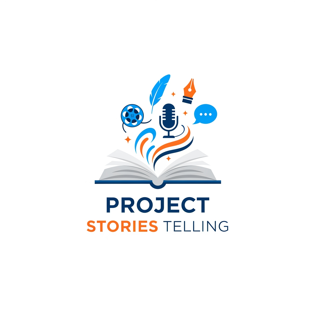 AI Design for create a logo for a stroy telling youtube channel name Project stories Telling