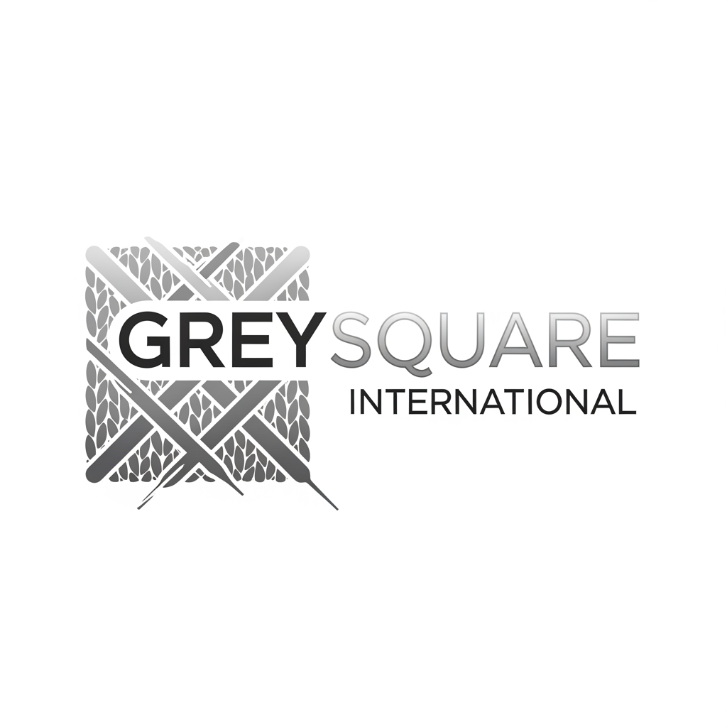AI Design for i want to create a logo with name GreySquare International its a agency which connects fashion brand buyer and knitted garment manufacturers