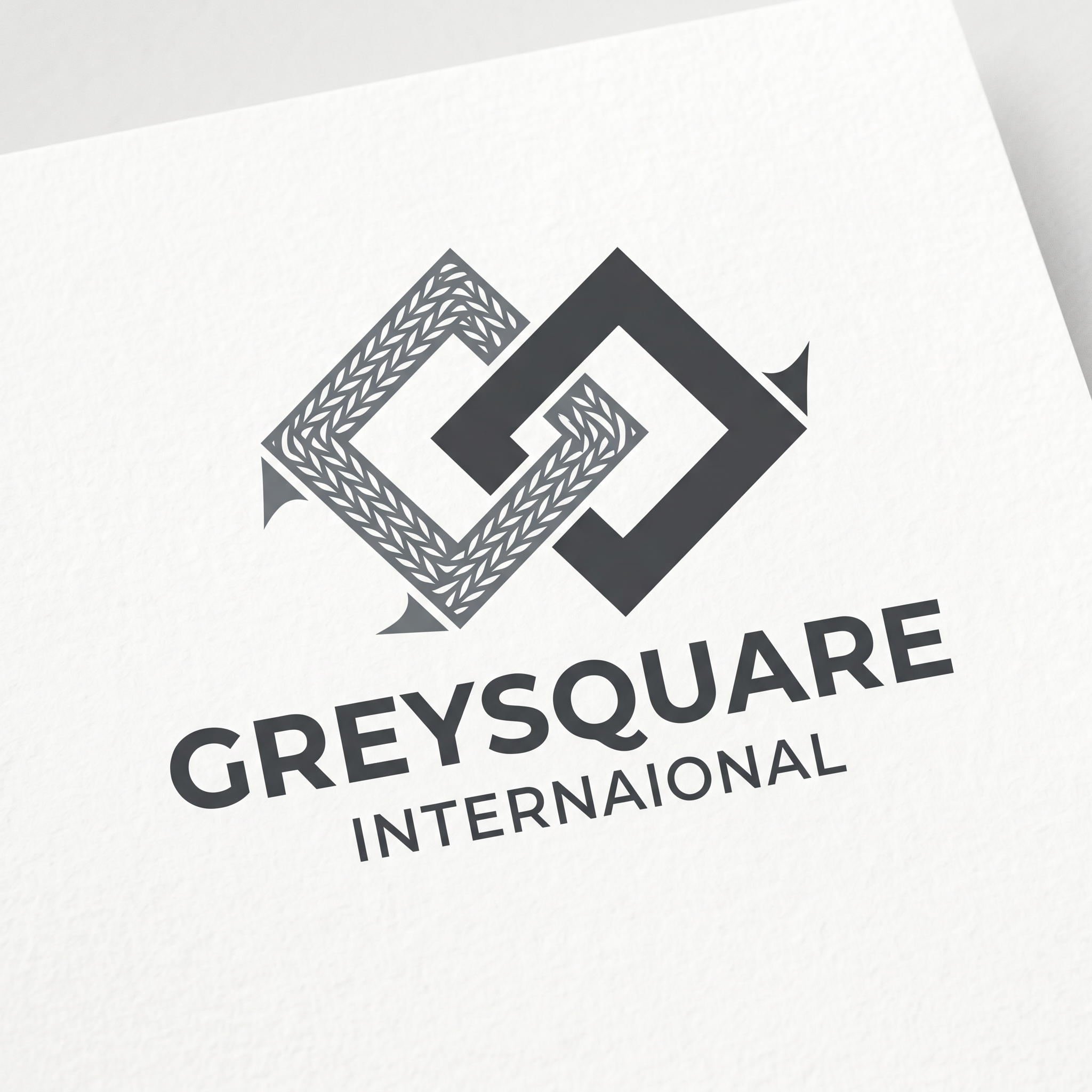 AI Design for i want to create a logo with name GreySquare International its a agency which connects fashion brand buyer and knitted garment manufacturers