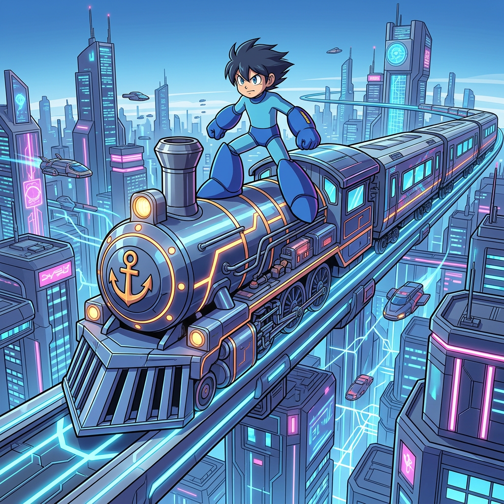 AI Design for make it futuristic with only Megaman ride ON Train