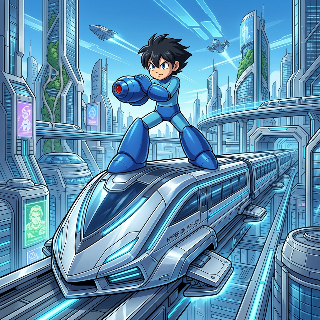 AI Design for make it futuristic with only Megaman ride ON Train