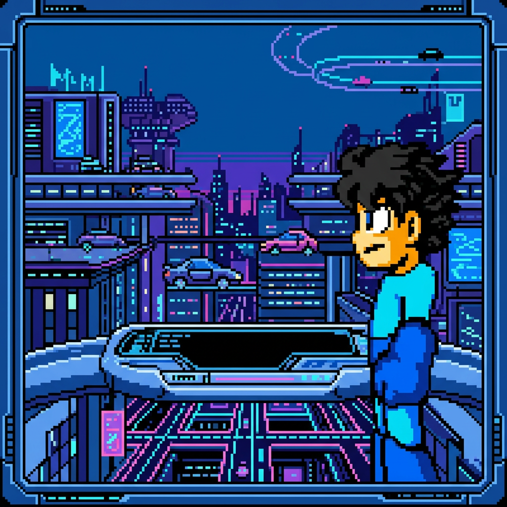 AI Design for make it futuristic black hair and without MEGAMAN IV