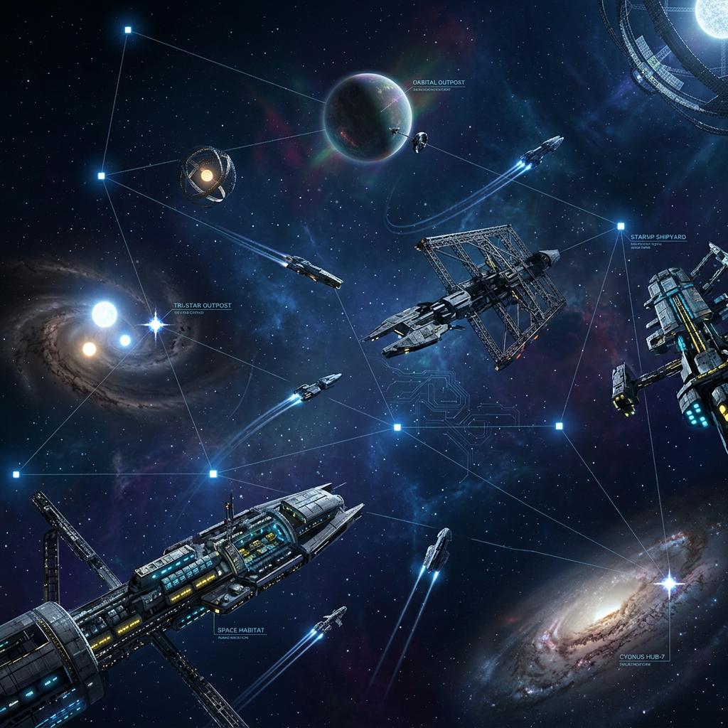 AI Design for stars on night sky , make it futuristic