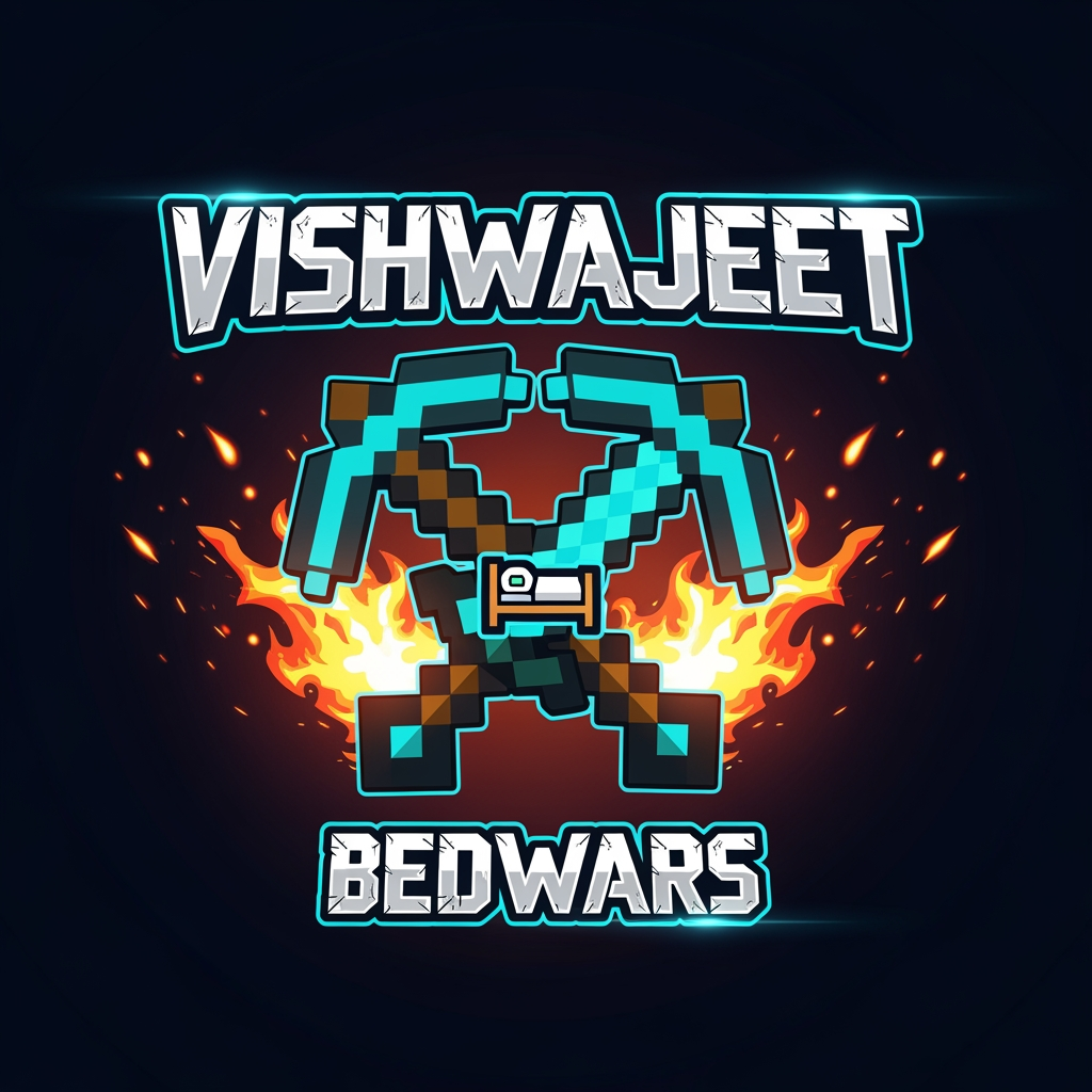 AI Design for can u create a logo on gaming i do bedwras in minecrat my name is vishwajeet
