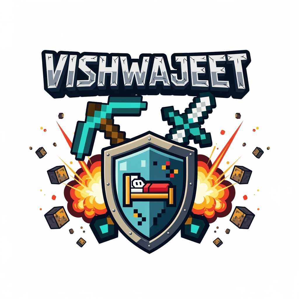 AI Design for can u create a logo on gaming i do bedwras in minecrat my name is vishwajeet