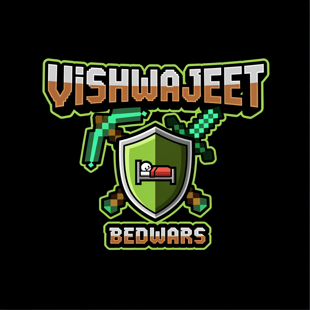 AI Design for can u create a logo on gaming i do bedwras in minecrat my name is vishwajeet