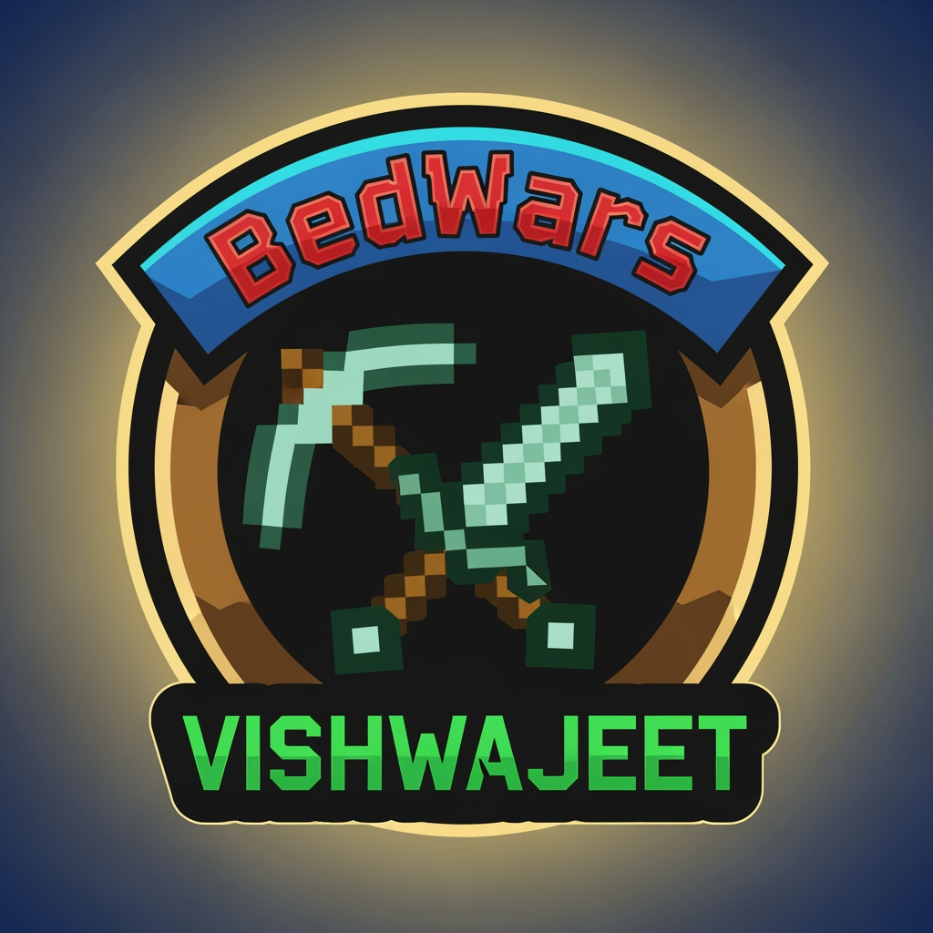 AI Design for can u create a logo on gaming i do bedwras in minecrat my name is vishwajeet