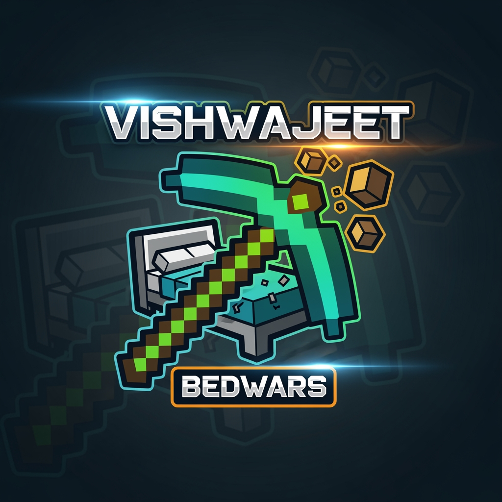 AI Design for can u create a logo on gaming i do bedwras in minecrat my name is vishwajeet