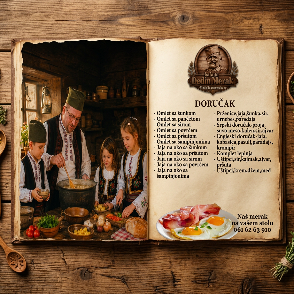 AI Design for napravi mi iygled unutrasnje strane menija ajd probaj josjednom unutrasnju stranu menija gde ces spojiti sve sa o be slike