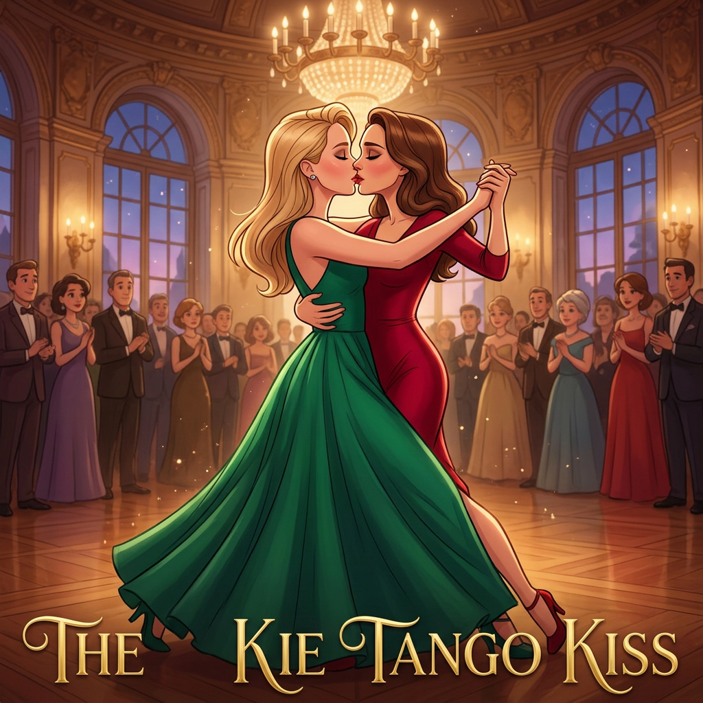 AI Design for Jennifer Lawrence and Natalie Portman lesbian kissing and tango each other in Disney animated movie