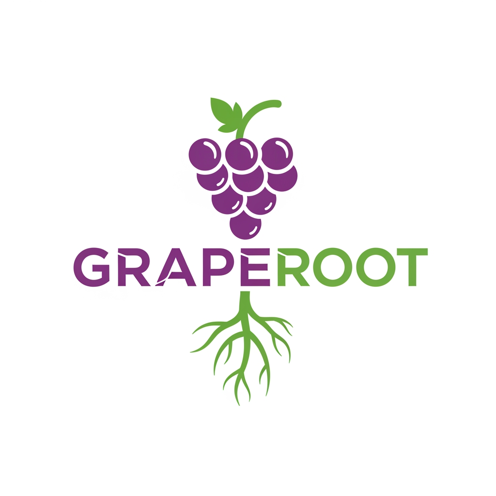 AI Design for can you see graperoot.dev can you make logo for it? in svg Name is Graperoot