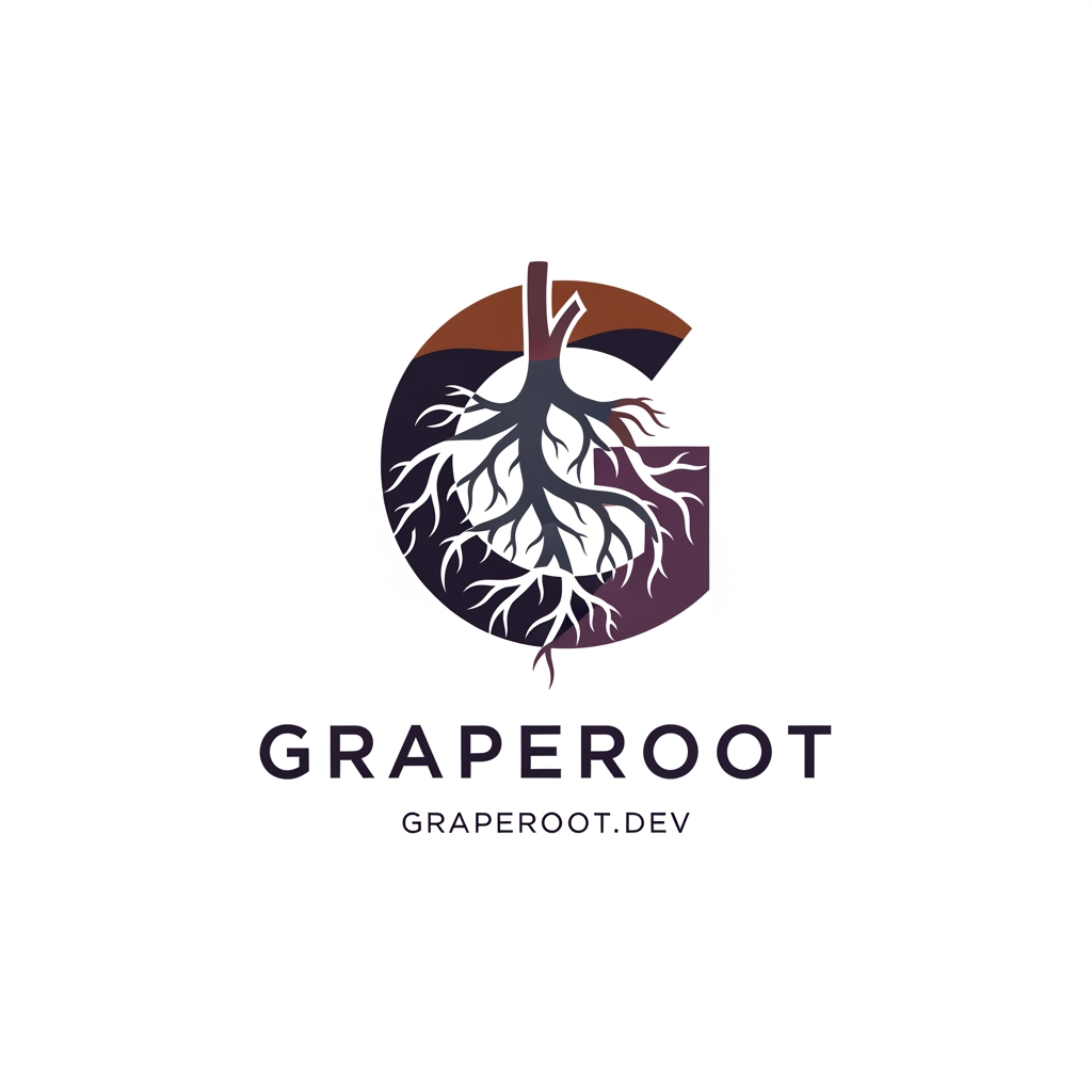 AI Design for can you see graperoot.dev can you make logo for it? in svg Name is Graperoot