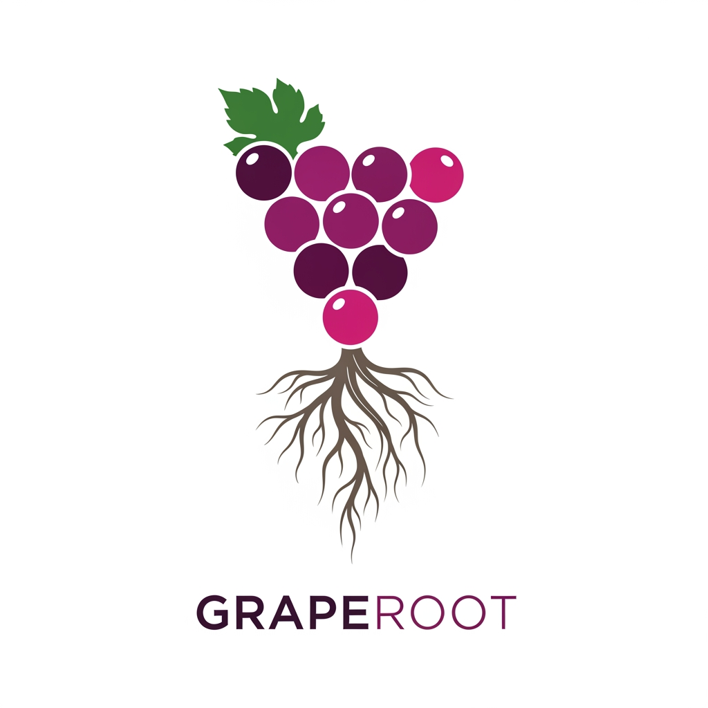 AI Design for can you see graperoot.dev can you make logo for it? in svg Name is Graperoot